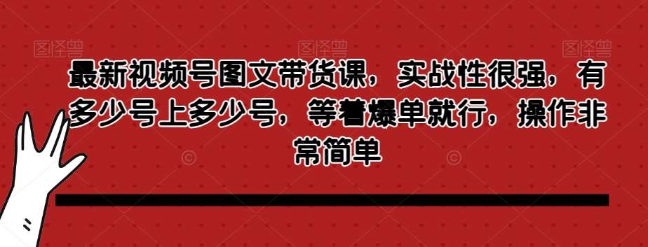 最新视频号图文带货课，实战性很强，有多少号上多少号，等着爆单就行，操作非常简单网创吧-网创项目资源站-副业项目-创业项目-搞钱项目网创吧