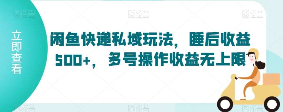闲鱼快递私域玩法，睡后收益500+，多号操作收益无上限【揭秘】网创吧-网创项目资源站-副业项目-创业项目-搞钱项目网创吧