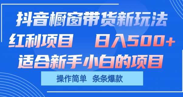 抖音橱窗带货新玩法，单日收益几张，操作简单，条条爆款【揭秘】网创吧-网创项目资源站-副业项目-创业项目-搞钱项目网创吧