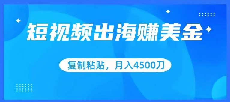 短视频出海赚美金,复制粘贴批量操作,小白轻松掌握,月入4500美刀【揭秘】网创吧-网创项目资源站-副业项目-创业项目-搞钱项目网创吧