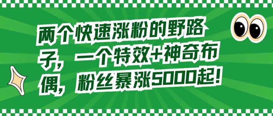 两个快速涨粉的野路子，一个特效+神奇布偶，粉丝暴涨5000起【揭秘】网创吧-网创项目资源站-副业项目-创业项目-搞钱项目网创吧
