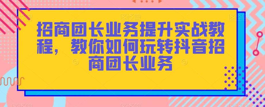 招商团长业务提升实战教程，教你如何玩转抖音招商团长业务网创吧-网创项目资源站-副业项目-创业项目-搞钱项目网创吧