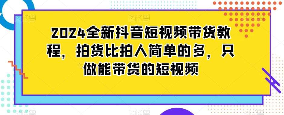 2024全新抖音短视频带货教程，拍货比拍人简单的多，只做能带货的短视频网创吧-网创项目资源站-副业项目-创业项目-搞钱项目网创吧