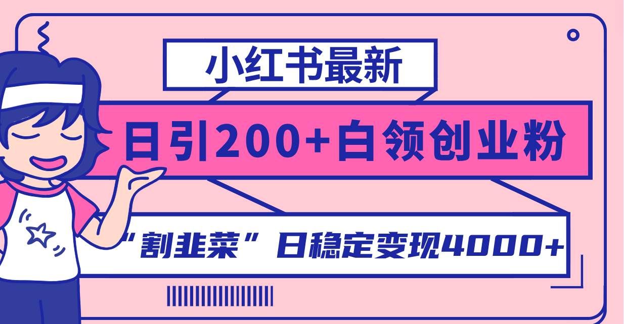 (8052期)小红书最新日引200+创业粉”割韭菜“日稳定变现4000+实操教程!网创吧-网创项目资源站-副业项目-创业项目-搞钱项目网创吧
