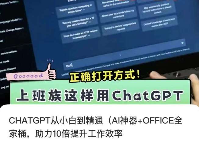 CHATGPT从小白到精通，AI神器+OFFICE全家桶，助力10倍提升工作效率网创吧-网创项目资源站-副业项目-创业项目-搞钱项目网创吧