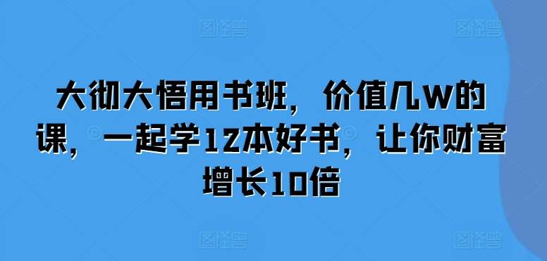 大彻大悟用书班，价值几W的课，一起学12本好书，让你财富增长10倍网创吧-网创项目资源站-副业项目-创业项目-搞钱项目网创吧