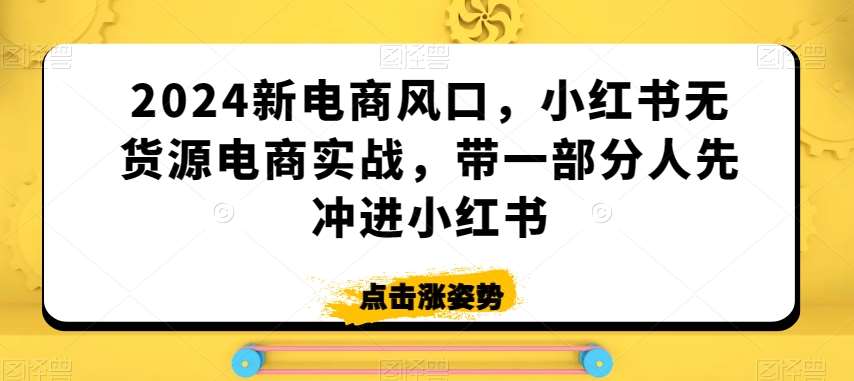 2024新电商风口，小红书无货源电商实战，带一部分人先冲进小红书网创吧-网创项目资源站-副业项目-创业项目-搞钱项目网创吧