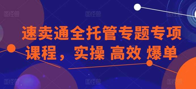 速卖通全托管专题专项课程，实操 高效 爆单网创吧-网创项目资源站-副业项目-创业项目-搞钱项目网创吧