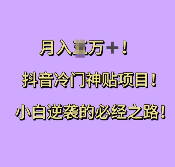 抖音冷门神贴项目，小白逆袭的必经之路，月入过W【揭秘】网创吧-网创项目资源站-副业项目-创业项目-搞钱项目网创吧