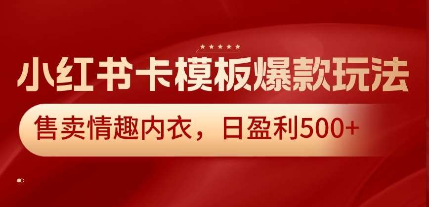 小红书卡模板爆款玩法，售卖情趣内衣，日盈利500+【揭秘】网创吧-网创项目资源站-副业项目-创业项目-搞钱项目网创吧