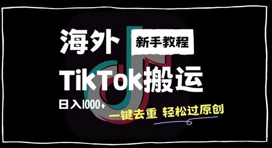 2024最新海外TikTok搬运玩法，一键去重轻松过原创，新手无经验也能日入1k【揭秘】网创吧-网创项目资源站-副业项目-创业项目-搞钱项目网创吧