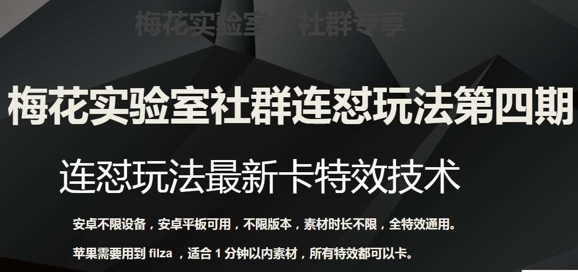 梅花实验室社群连怼玩法第四期：连怼最新卡特效方法（不限设备）网创吧-网创项目资源站-副业项目-创业项目-搞钱项目网创吧