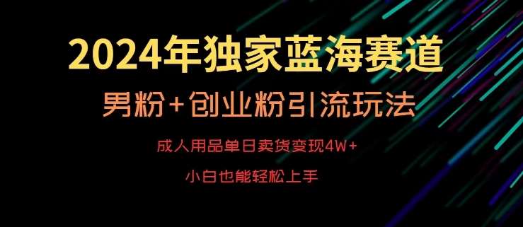 2024年独家蓝海赛道,成人用品单日卖货变现4W+,男粉+创业粉引流玩法,不愁搞不到流量【揭秘】网创吧-网创项目资源站-副业项目-创业项目-搞钱项目网创吧