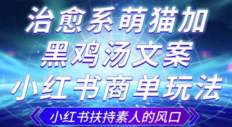 治愈系萌猫加+黑鸡汤文案，小红书商单玩法，3~10天涨到1000粉，一单200左右网创吧-网创项目资源站-副业项目-创业项目-搞钱项目网创吧