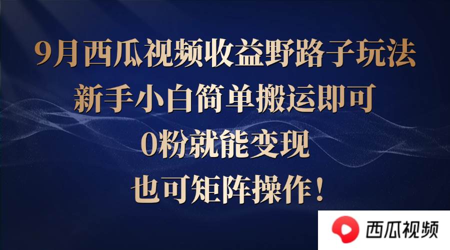 （12760期）西瓜视频收益野路子玩法，新手小白简单搬运即可，0粉就能变现，也可矩…网创吧-网创项目资源站-副业项目-创业项目-搞钱项目网创吧