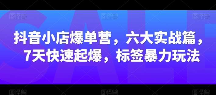抖音小店爆单营，六大实战篇，7天快速起爆，标签暴力玩法网创吧-网创项目资源站-副业项目-创业项目-搞钱项目网创吧