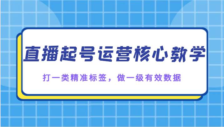 直播起号运营核心教学，打一类精准标签，做一级有效数据网创吧-网创项目资源站-副业项目-创业项目-搞钱项目网创吧
