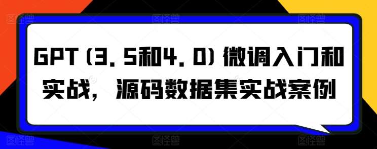 GPT(3.5和4.0)微调入门和实战，源码数据集实战案例网创吧-网创项目资源站-副业项目-创业项目-搞钱项目网创吧