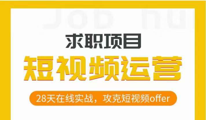 短视频运营求职实操项目，28天在线实战，攻克短视频offer网创吧-网创项目资源站-副业项目-创业项目-搞钱项目网创吧