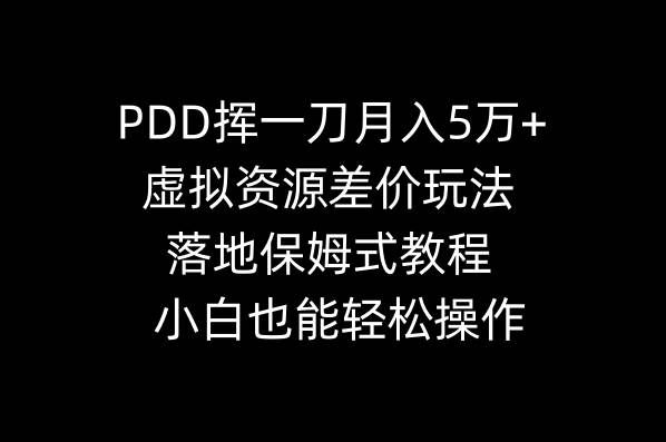 （8849期）PDD挥一刀月入5万+，虚拟资源差价玩法，落地保姆式教程，小白也能轻松操作网创吧-网创项目资源站-副业项目-创业项目-搞钱项目网创吧