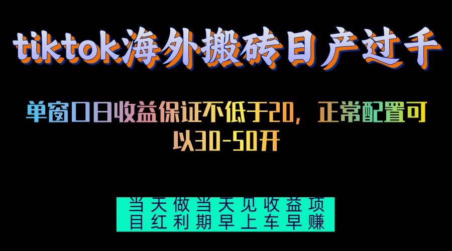 （13079期）tiktok海外搬砖项目单机日产过千当天做当天见收益网创吧-网创项目资源站-副业项目-创业项目-搞钱项目网创吧