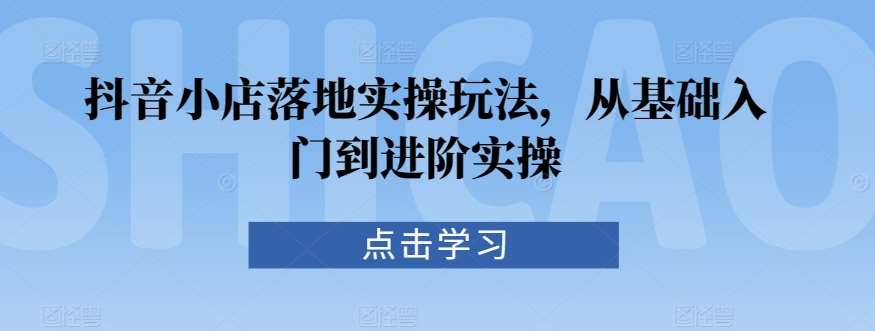抖音小店落地实操玩法，从基础入门到进阶实操网创吧-网创项目资源站-副业项目-创业项目-搞钱项目网创吧