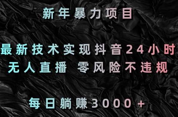 新年暴力项目，最新技术实现抖音24小时无人直播，零风险不违规，每日躺赚3000＋【揭秘】网创吧-网创项目资源站-副业项目-创业项目-搞钱项目网创吧