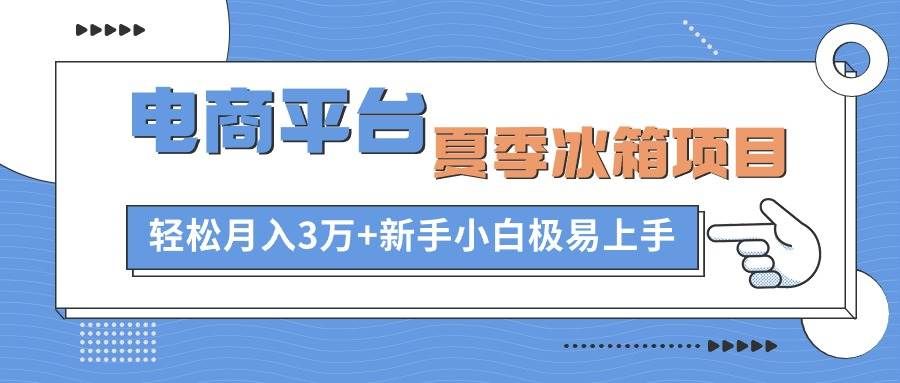 （10934期）电商平台夏季冰箱项目，轻松月入3万+，新手小白极易上手网创吧-网创项目资源站-副业项目-创业项目-搞钱项目网创吧