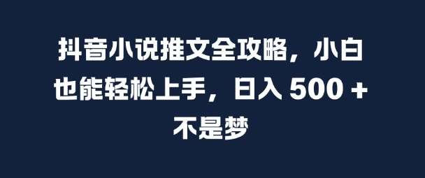 抖音小说推文全攻略，小白也能轻松上手，日入 5张+ 不是梦【揭秘】网创吧-网创项目资源站-副业项目-创业项目-搞钱项目网创吧