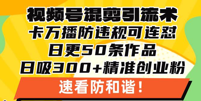 （13400期）视频号混剪引流技术，500万播放引流17000创业粉，操作简单当天学会网创吧-网创项目资源站-副业项目-创业项目-搞钱项目网创吧