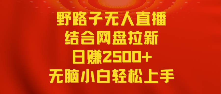 （9025期）无人直播野路子结合网盘拉新，日赚2500+多平台变现，小白无脑轻松上手操作网创吧-网创项目资源站-副业项目-创业项目-搞钱项目网创吧