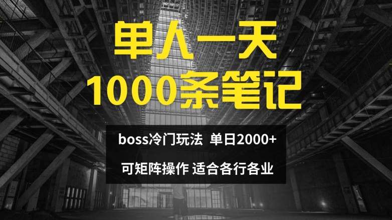单人一天1000条笔记，日入2000+，BOSS直聘的正确玩法【揭秘】网创吧-网创项目资源站-副业项目-创业项目-搞钱项目网创吧