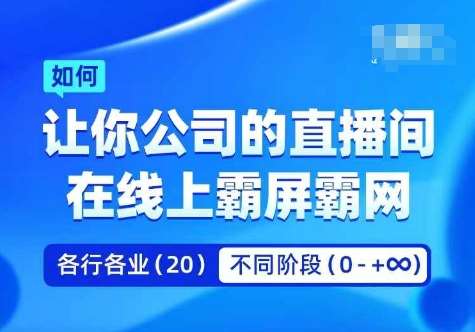 企业矩阵直播霸屏实操课，让你公司的直播间在线上霸屏霸网网创吧-网创项目资源站-副业项目-创业项目-搞钱项目网创吧