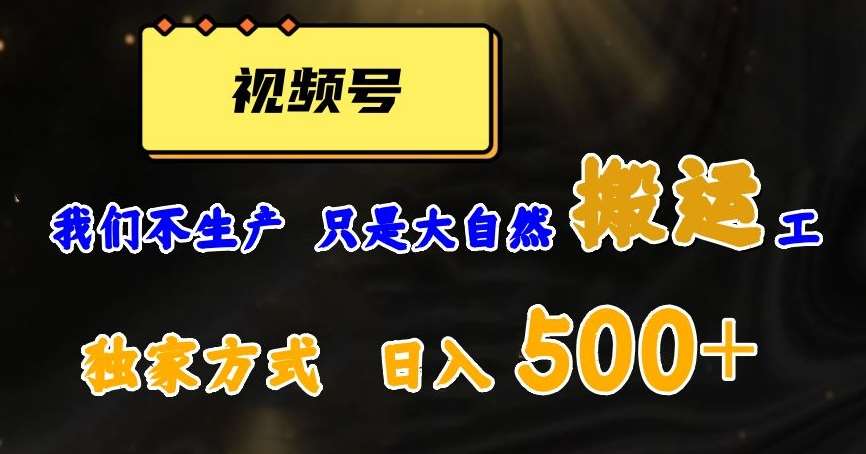 视频号轻松搬运日赚500+，一个1分钟1条原创视频【揭秘】网创吧-网创项目资源站-副业项目-创业项目-搞钱项目网创吧