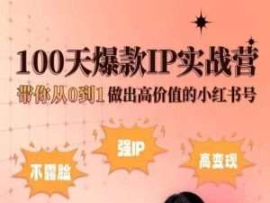 小红书100天爆款IP实战营，带你从0到1做出高价值的小红书号网创吧-网创项目资源站-副业项目-创业项目-搞钱项目网创吧