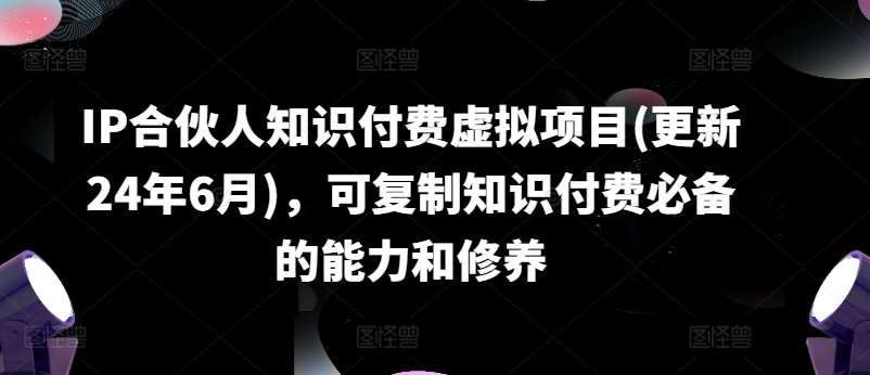 IP合伙人知识付费虚拟项目(更新24年6月)，可复制知识付费必备的能力和修养网创吧-网创项目资源站-副业项目-创业项目-搞钱项目网创吧