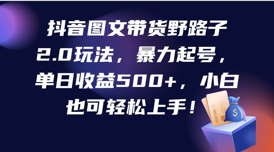 （9790期）抖音图文带货野路子2.0玩法，暴力起号，单日收益500+，小白也可轻松上手！网创吧-网创项目资源站-副业项目-创业项目-搞钱项目网创吧