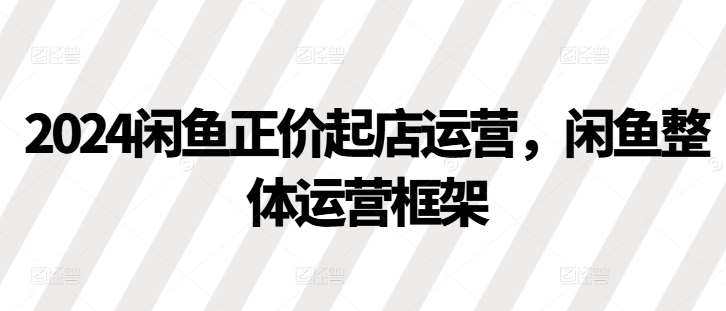 2024闲鱼正价起店运营，闲鱼整体运营框架网创吧-网创项目资源站-副业项目-创业项目-搞钱项目网创吧