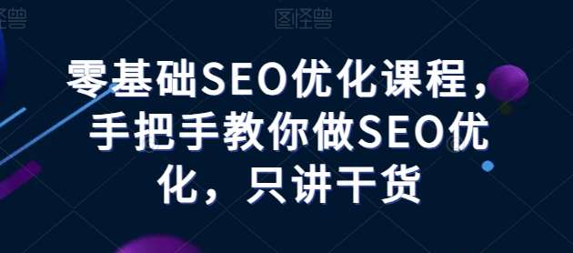 零基础SEO优化课程，手把手教你做SEO优化，只讲干货网创吧-网创项目资源站-副业项目-创业项目-搞钱项目网创吧