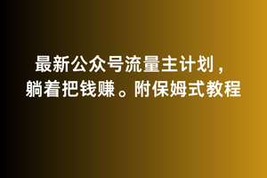 2月最新公众号流量主计划，躺着把钱赚，附保姆式教程【揭秘】网创吧-网创项目资源站-副业项目-创业项目-搞钱项目网创吧