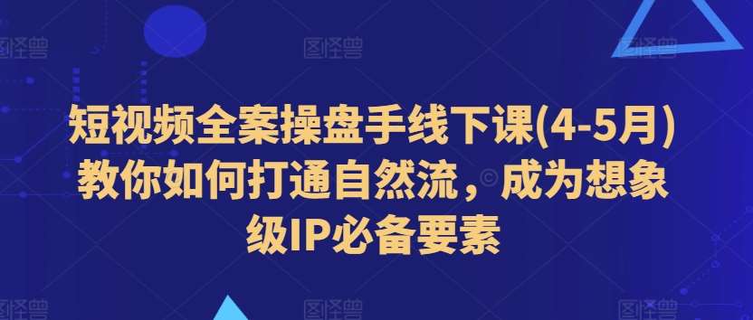 短视频全案操盘手线下课(4-5月)教你如何打通自然流，成为想象级IP必备要素网创吧-网创项目资源站-副业项目-创业项目-搞钱项目网创吧