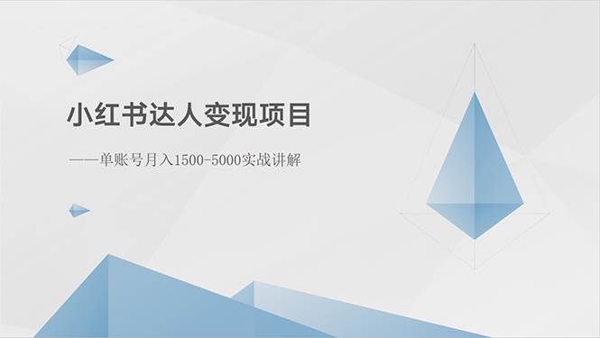 （10720期）小红书达人变现项目：单账号月入1500-3000实战讲解网创吧-网创项目资源站-副业项目-创业项目-搞钱项目网创吧