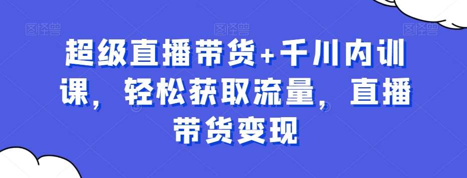 超级直播带货+千川内训课，轻松获取流量，直播带货变现网创吧-网创项目资源站-副业项目-创业项目-搞钱项目网创吧