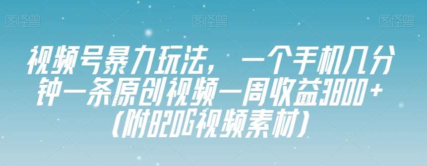 视频号暴力玩法,一个手机几分钟一条原创视频一周收益3800+(附820G视频素材)网创吧-网创项目资源站-副业项目-创业项目-搞钱项目网创吧