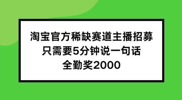 淘宝官方稀缺赛道主播招募 ，只需要5分钟说一句话， 全勤奖2000【揭秘】网创吧-网创项目资源站-副业项目-创业项目-搞钱项目网创吧