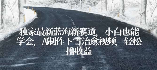 独家最新蓝海新赛道，小白也能学会，AI制作下雪治愈视频，轻松撸收益【揭秘】网创吧-网创项目资源站-副业项目-创业项目-搞钱项目网创吧