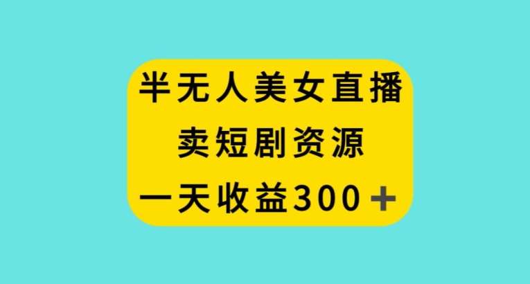 半无人美女直播，卖短剧资源，一天收益300+【揭秘】网创吧-网创项目资源站-副业项目-创业项目-搞钱项目网创吧