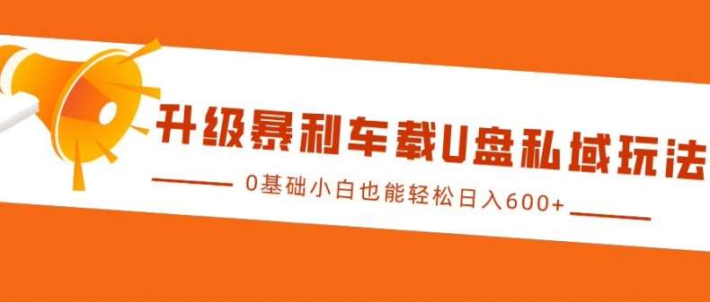 升级暴利车载U盘私域玩法，0基础小白也能轻松日入多张【揭秘】网创吧-网创项目资源站-副业项目-创业项目-搞钱项目网创吧