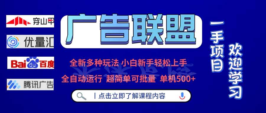 （13258期）广告联盟 全新多种玩法 单机500+  全自动运行  可批量运行网创吧-网创项目资源站-副业项目-创业项目-搞钱项目网创吧