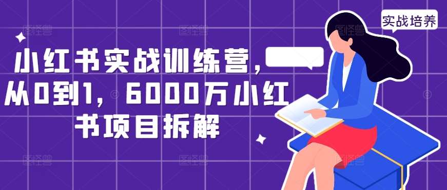 小红书实战训练营，从0到1，6000万小红书项目拆解网创吧-网创项目资源站-副业项目-创业项目-搞钱项目网创吧